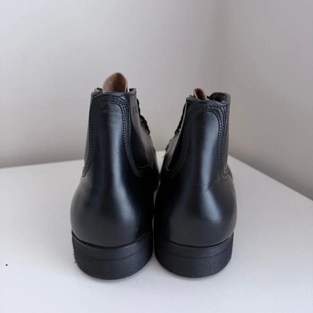 VTG 60s US Military Flight Deck Service Boots Mens 10.5 Black Leather Ankle 1969